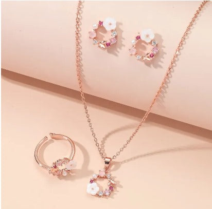 Rose Gold-color Lady Flower Fashion 4 pieces