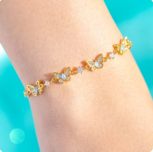 New Fashion  Elegant Zircon Bow Knot Butterfly Chain Bracelet For Women