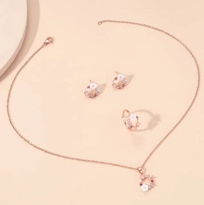 Rose Gold-color Lady Flower Fashion 4 pieces