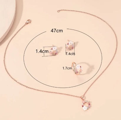 Rose Gold-color Lady Flower Fashion 4 pieces